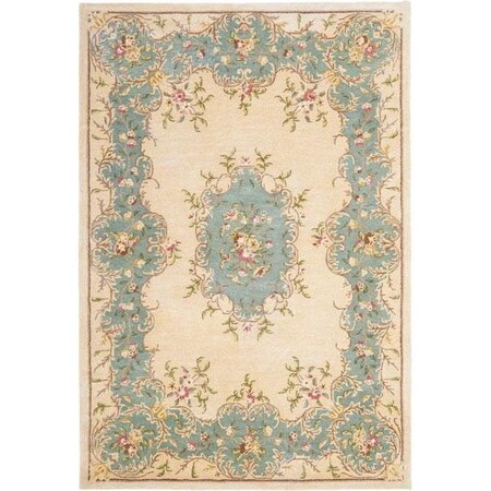 Safavieh 8 x 8 ft. Round Traditional Bergama- Ivory and Light Blue Hand Tufted Rug BRG166A-8R